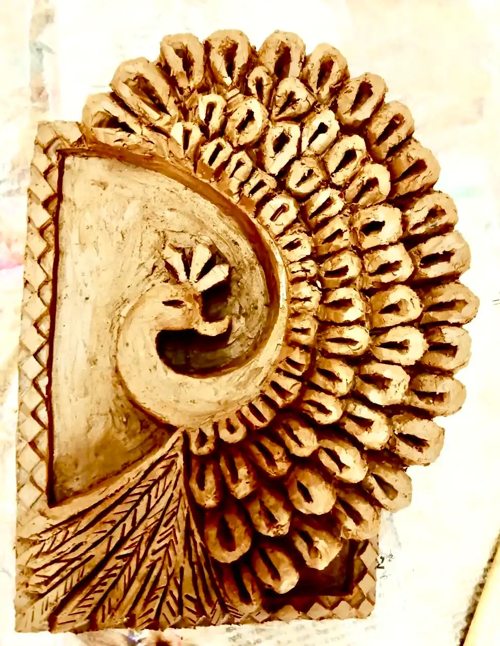 Peacock Clay Sculpture